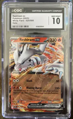 Reshiram EX White Flare Pokemon 2025 Holo CGC 10 020/086 - Image 1