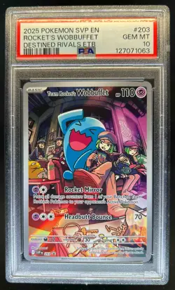 2023-25 Pokemon SV Black Star Promos SVP EN Team Rocket's Wobbuffet #203 PSA 10 - Image 1