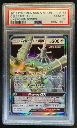 2019 Pokemon Sun & Moon Unbroken Bonds Celesteela Holo #163/214 PSA 10 - Image 1