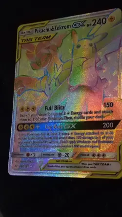 Pokemon Pikachu & Zekrom GX Secret Rare SM-Team Up 184/181 Holo 240 HP English - Image 1