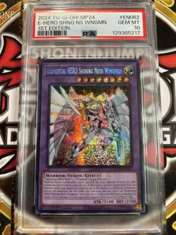 YuGiOh E-HERO SHINING NEOS WINGMAN #MP24-EN062🔥PSA 10🔥1st ED-2024 SECRET RARE - Image 1