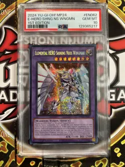 YuGiOh E-HERO SHINING NEOS WINGMAN #MP24-EN062🔥PSA 10🔥1st ED-2024 SECRET RARE - Image 3