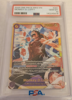 Monkey D Luffy 2025 ONE PIECE EB02 English Secret Rare #061 PSA 10 - Image 1