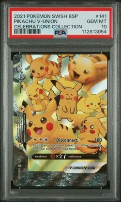 2021 Pokemon Card Pikachu V-Union Celebrations Collection #141 PSA 10 GEM MINT - Image 1
