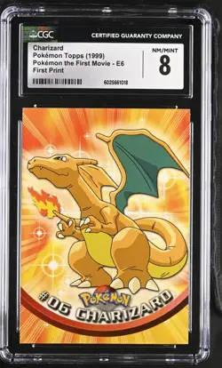 1999 Pokemon Topps Charizard 1st Print #06 CGC 8 NM/MINT - Image 1