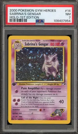 Pokemon Sabrina's Gengar Gym Heroes 1st Edition Holo Rare #14 PSA 7 - Image 1