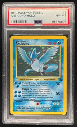1999 Pokemon Fossil Articuno #2/62 PSA 8 - Image 1