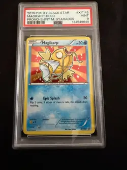 2016 POKEMON XY BLACK STAR PROMO SHINY MEGA GYARADOS #XY143 MAGIKARP-HOLO PSA 9 - Image 1