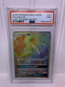2018 Pokemon Sun & Moon Lost Thunder Lugia GX Secret Rare #227 PSA 9 - Image 1