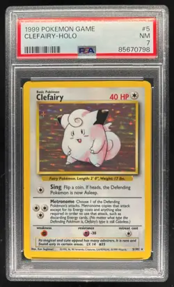 1999 Pokemon Unlimited Clefairy Rare Holo #5/102 PSA 7 - Image 1