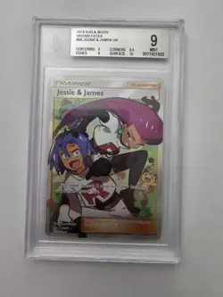 Pokemon Jesse & James Full Art Trainer BGA 9 Sun And Moon Hidden Fates 68/68 MT - Image 1