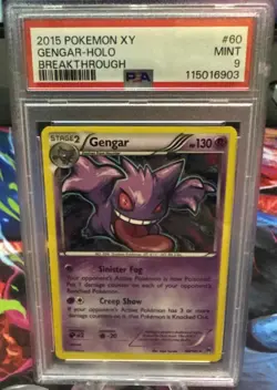 2015 Pokemon XY Breakthrough #60 Gengar Holo PSA 9 MINT - Image 1
