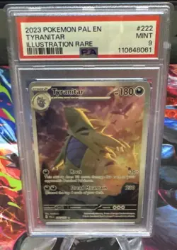 2023 Pokemon Paldea Evolved Tyranitar #222 Illustration Rare PSA 9 - Image 1