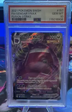 2021 POKEMON SWORD & SHIELD FUSION STRIKE #157 FULL ART/GENGAR VMAX PSA 10 - Image 1