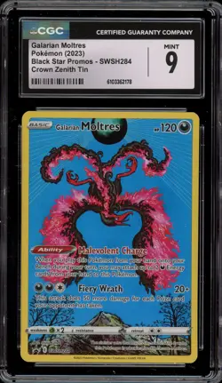 Pokemon Galarian Moltres Crown Zenith Tin Full Art Promo SWSH284 CGC 9 Mint - Image 1
