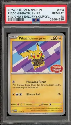 Pokemon Pikachu Berkemeja Batik Shirt INDONESIAN Campaign Promo 154/SV-P PSA 10 - Image 1
