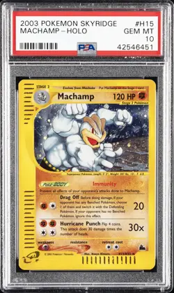 2003 POKEMON SKYRIDGE #H15 MACHAMP-HOLO PSA 10 - Image 1