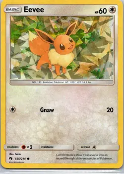 Pokemon TCG Eevee 155/214 Lost Thunder Holo NM - Image 1