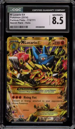 Pokemon M Lucario EX XY Furious Fists Holo Ultra Rare #113 CGC 8.5 - Image 1