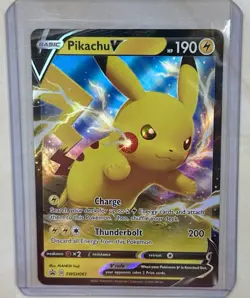 Pokemon Shining Fates Pikachu V Black Star Promo Card Swsh061 - Image 1