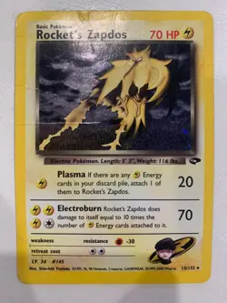 Pokemon TCG Rockets Zapdos Holo Card 15/132 Classic Collection - Ungraded - Image 1