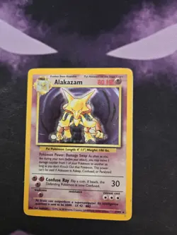 Pokemon Alakazam TCG Base Set Holo Card 1/102 Unlimited Holo Rare MP - Image 1