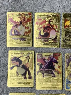 Set of 15 Charizard V, VMax, GX &More Gold Foil Fan Art Cards - Image 2