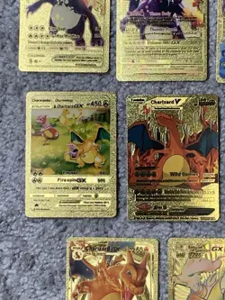 Set of 15 Charizard V, VMax, GX &More Gold Foil Fan Art Cards - Image 4