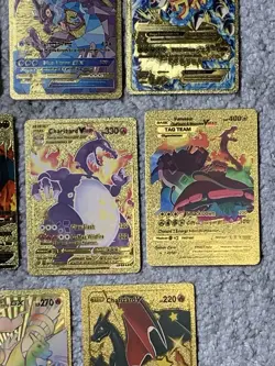 Set of 15 Charizard V, VMax, GX &More Gold Foil Fan Art Cards - Image 5