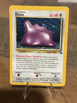 Ditto Holo Rare Fossil 3/62 Pokemon Card WOTC 1999 NM-/LP+ Vintage - Image 1