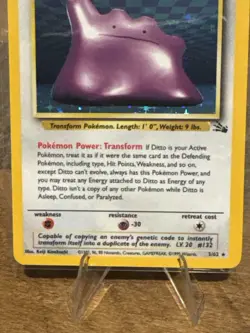 Ditto Holo Rare Fossil 3/62 Pokemon Card WOTC 1999 NM-/LP+ Vintage - Image 2