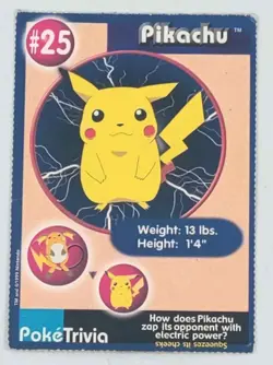 1999 Pokemon The First Movie PokeTrivia Non-Holo Pokemon Card Pikachu #25 - Image 1