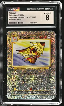 CGC 8 Pidgeot 2002 Legendary Collection 33/110 Reverse Holo Pokemon Card - Image 1