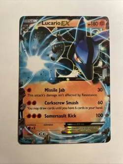 2014 Pokemon Lucario EX 54/111 XY Furious Fists Ultra Rare Holo HP 180 Card - Image 1