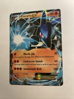 2014 Pokemon Lucario EX 54/111 XY Furious Fists Ultra Rare Holo HP 180 Card - Image 2
