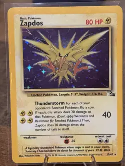 Zapdos Holo 15/102 Base Set Pokemon Card NM-/LP+ Vintage WOTC Legendary Bird - Image 1