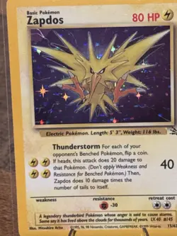 Zapdos Holo 15/102 Base Set Pokemon Card NM-/LP+ Vintage WOTC Legendary Bird - Image 2