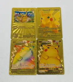 Lot of 4 Golden Pikachu Pokemon Cards (Description below) - Image 1
