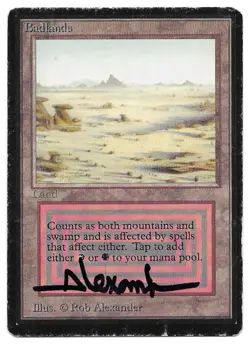 ROB ALEXANDER - SIGNED M:tG MTG BETA BADLANDS Play Card! - Image 1