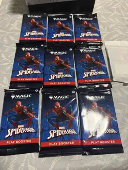 Magic The Gathering: Spider-Man Sealed Play Booster Pack x9 + Gwenom Foil - Image 1