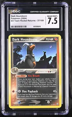 2004 Pokemon Dark Houndoom EX Team Rocket Returns 37/109 CGC NEAR MINT+ 7.5 - Image 1