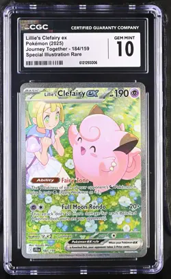 2025 Pokemon Lillie's Clefairy ex Journey Together 184/159 SIR CGC GEM MINT 10 - Image 1
