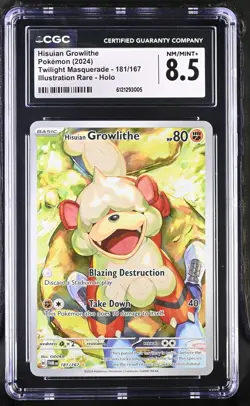 2024 Pokemon Hisuian Growlithe Twilight Masquerade 181/167 IR CGC NM/MINT+ 8.5 - Image 1