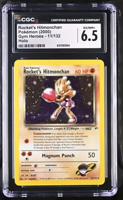 2000 Pokemon Rocket's Hitmonchan Gym Heroes 11/132 Holo CGC EX/NM+ 6.5 - Image 1