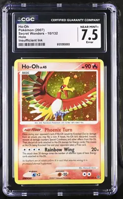2007 Pokemon Ho-Oh Secret Wonders 10/132 CGC ERROR NEAR MINT+ 7.5 Ins Ink - Image 1