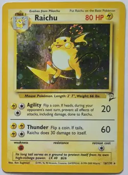 Raichu Pokemon Base Set 2 16/130 Holo Unlimited Rare Pokemon TCG Card SWIRL - Image 1