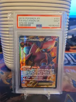 2016 PSA 9 MINT Pokemon TCG Card Volcanion EX 107/114 XY Steam Siege Holo - Image 1