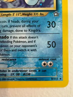 Kingdra 8/111 Pokemon Neo Genesis Holo Rare Card - MP Rare Vintage - Image 5