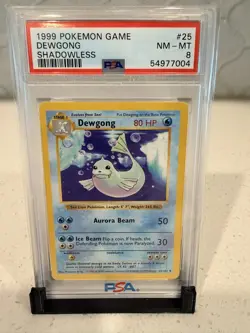 PSA 8 Dewgong 025/102 Pokemon Base Set Shadowless NM-MT Free Shipping - Image 1