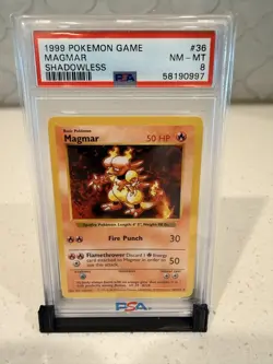 PSA 8 Magmar 036/102 Pokemon Base Set Shadowless NM-MT Free Shipping - Image 1